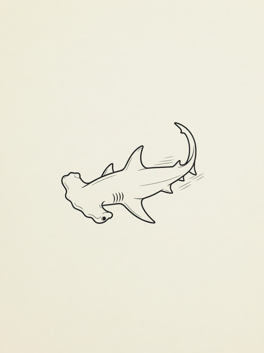 Shark — Fine Line Tattoo Design #4 — Fine Line shark tattoo design