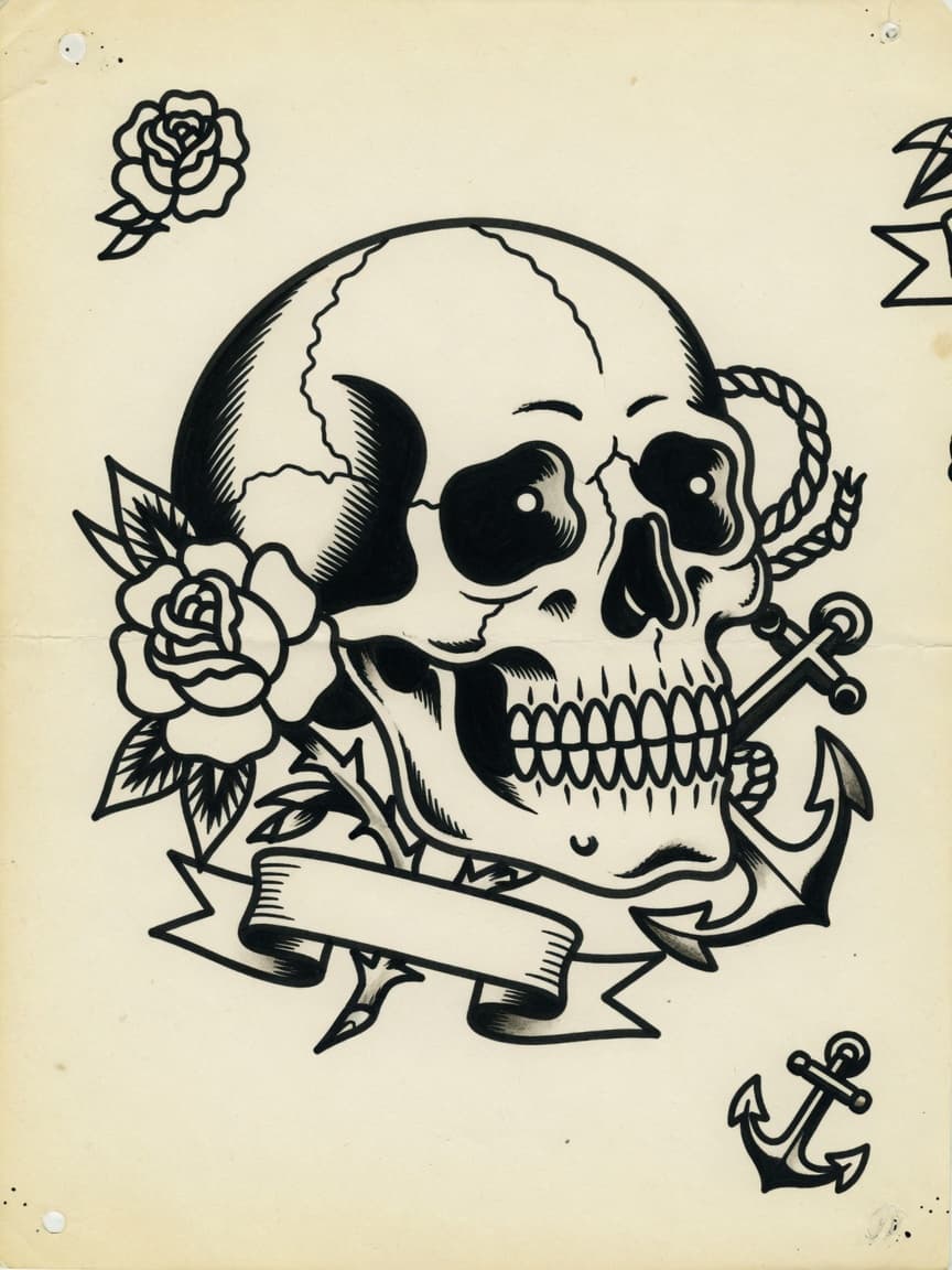 American Traditional Skull tattoo