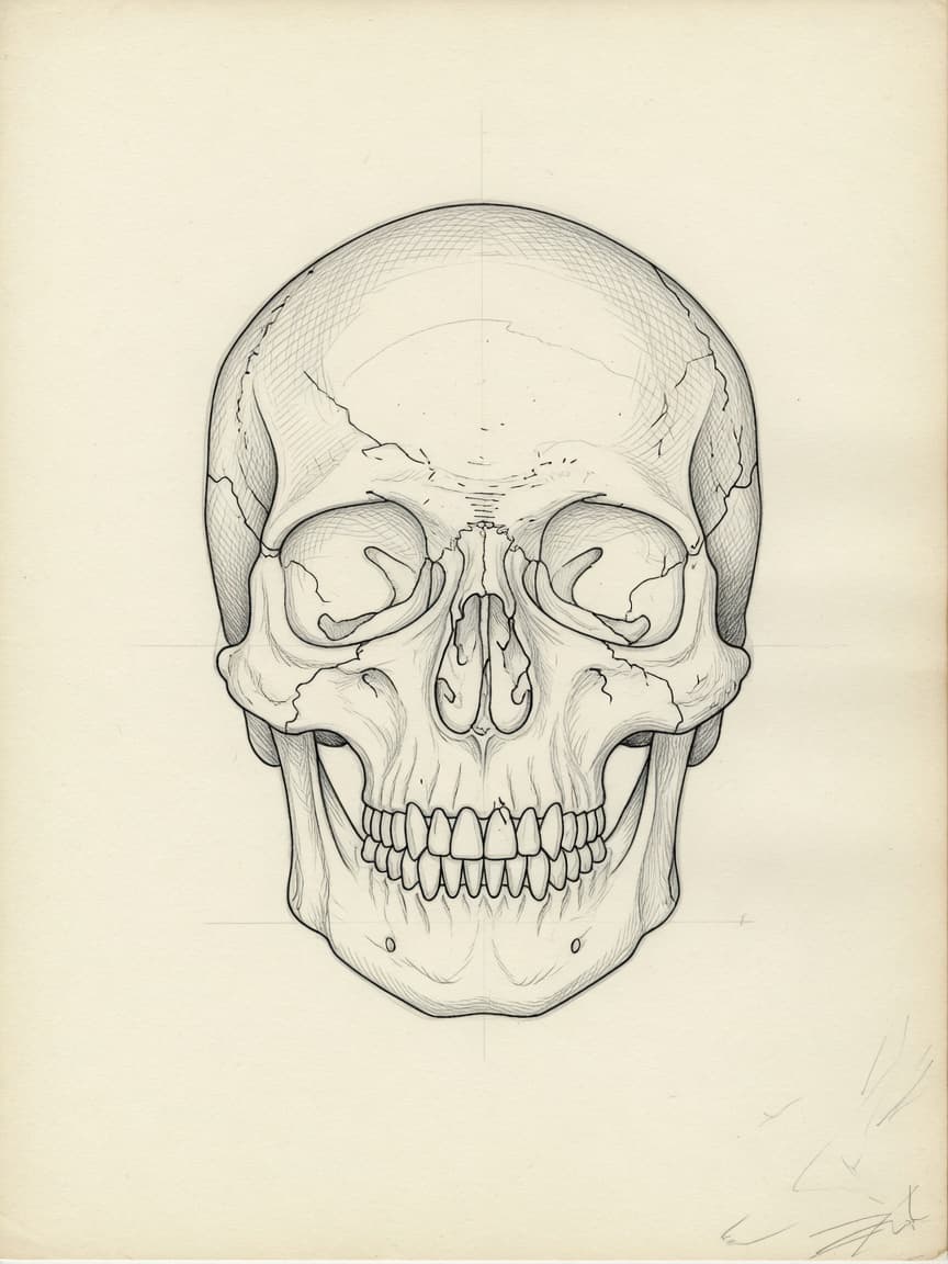 Fine Line Skull tattoo