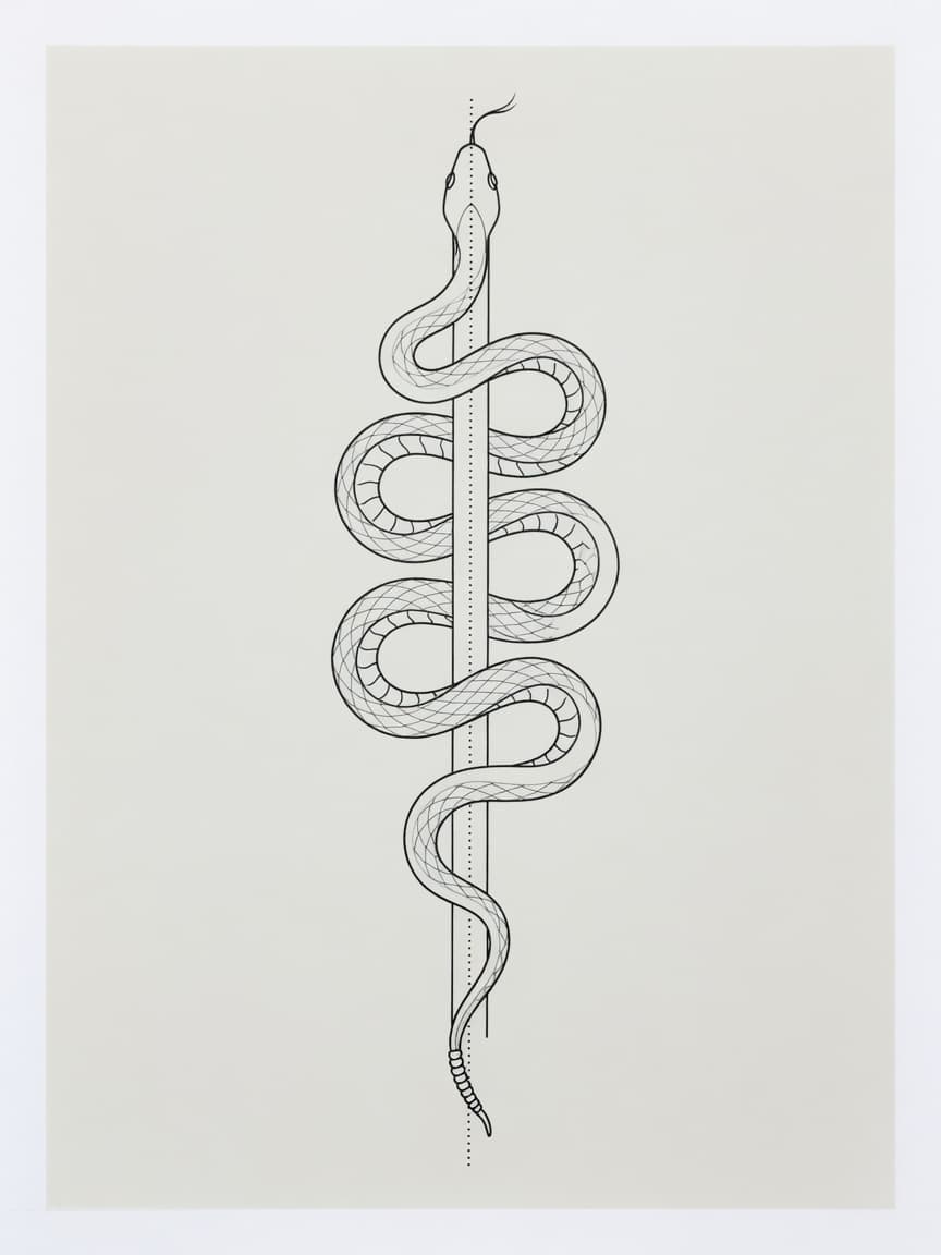 Snake — Fine Line Tattoo (Spine) — Fine Line snake tattoo design