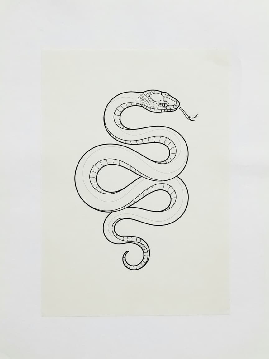 Snake — Fine Line Tattoo (Thigh) — Fine Line snake tattoo design