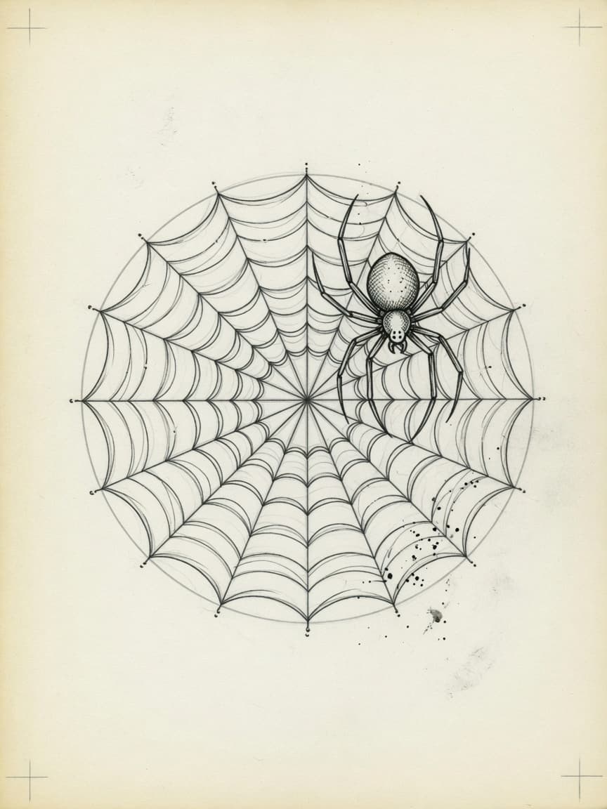 Spider — Fine Line Tattoo Design #3 — Fine Line tattoo design for the Upper Arm