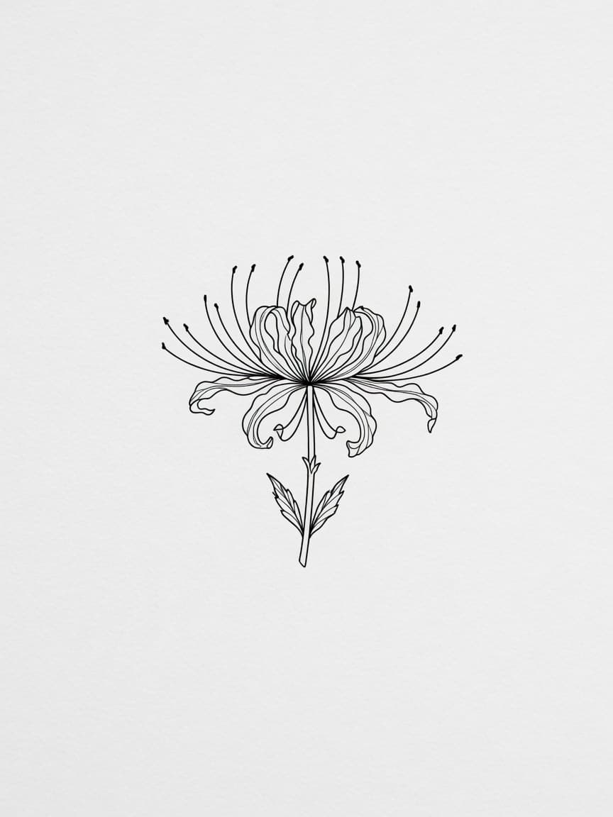 Spider Lily — Fine Line Tattoo Design #4 — Fine Line spider-lily tattoo design