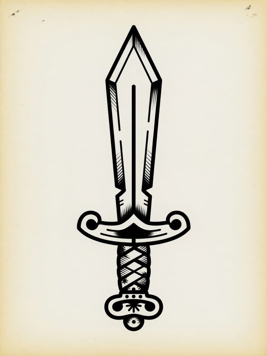 American Traditional Sword tattoo