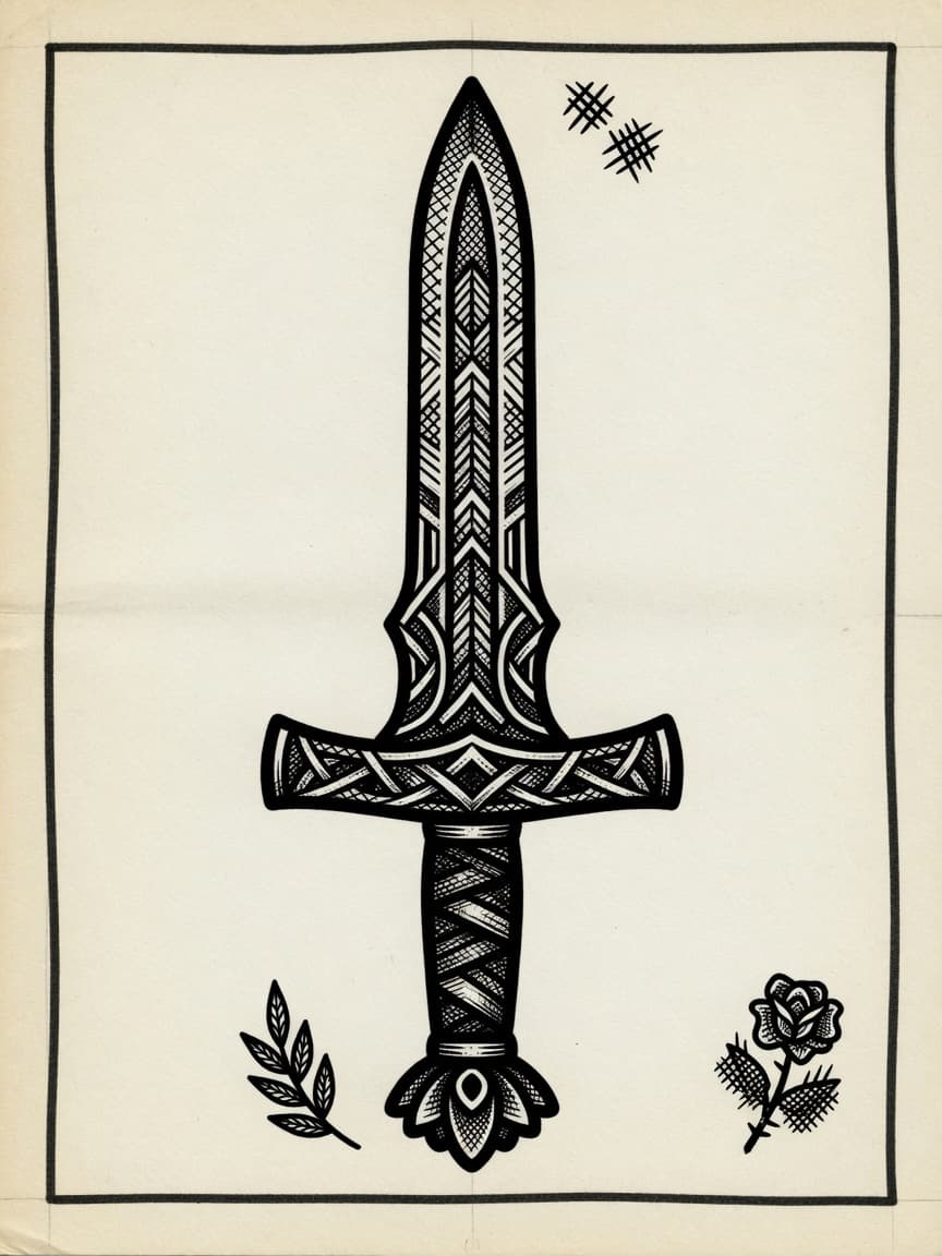 Blackwork Sword tattoo