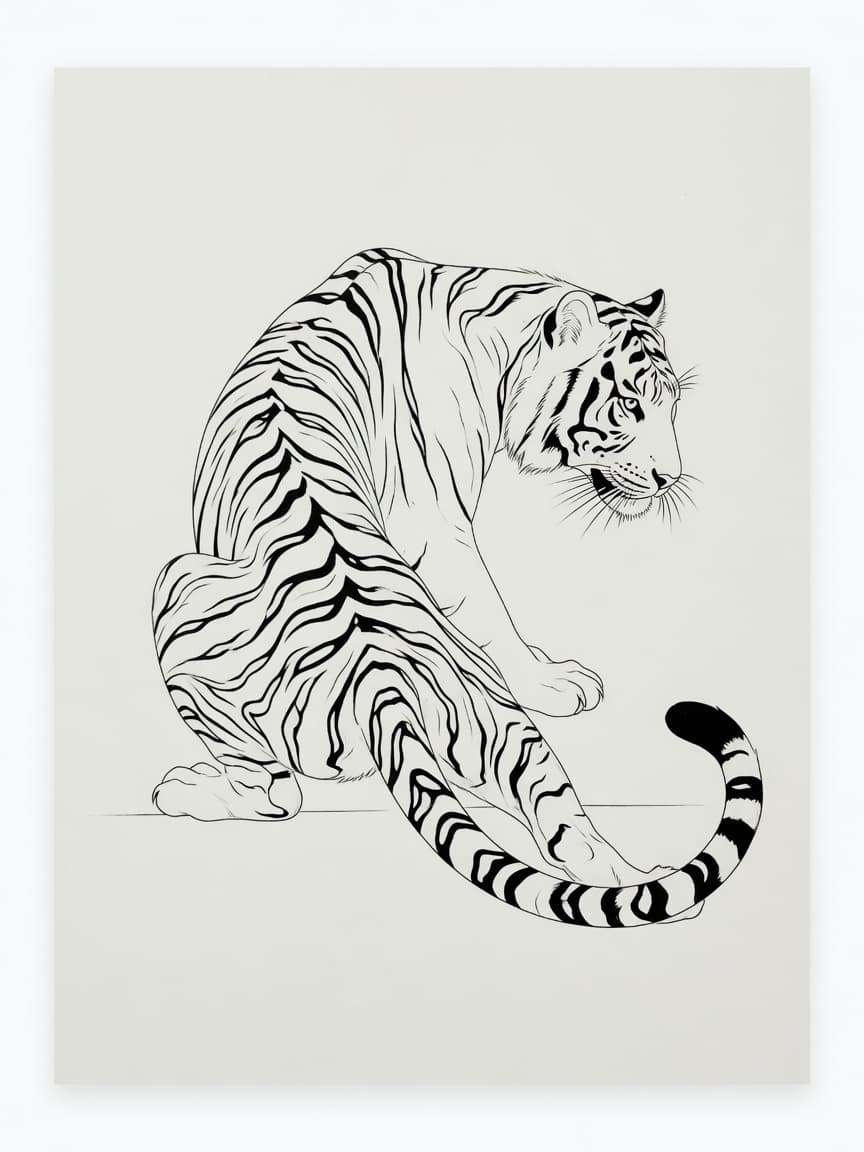 Tiger — Fine Line Tattoo Design #3 — Fine Line tiger tattoo design