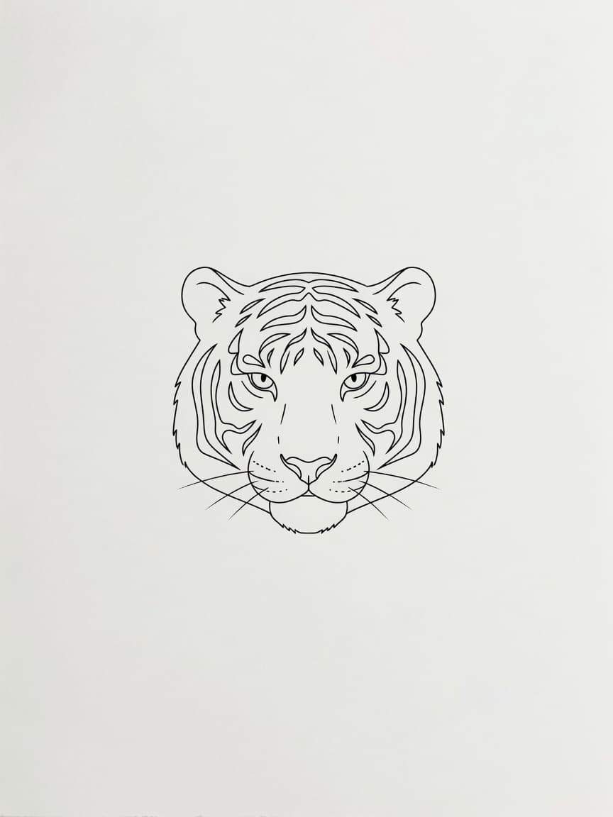 Tiger — Fine Line Tattoo Design #4 — Fine Line tiger tattoo design