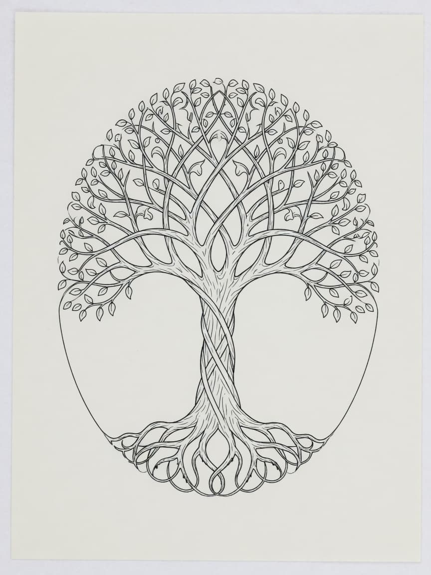 Tree of Life — Fine Line Tattoo Design #2 — Fine Line tree-of-life tattoo design