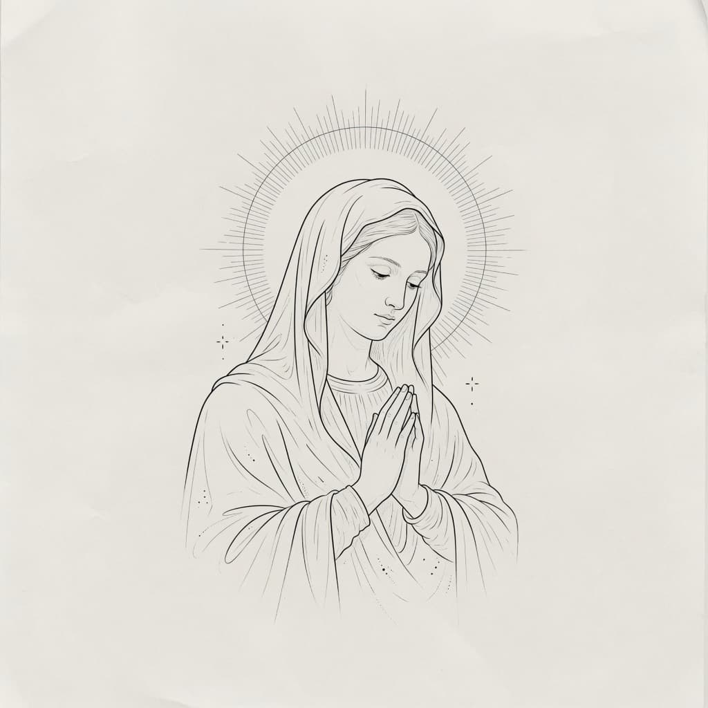 Virgin Mary — Fine Line Tattoo — Fine Line virgin-mary tattoo design