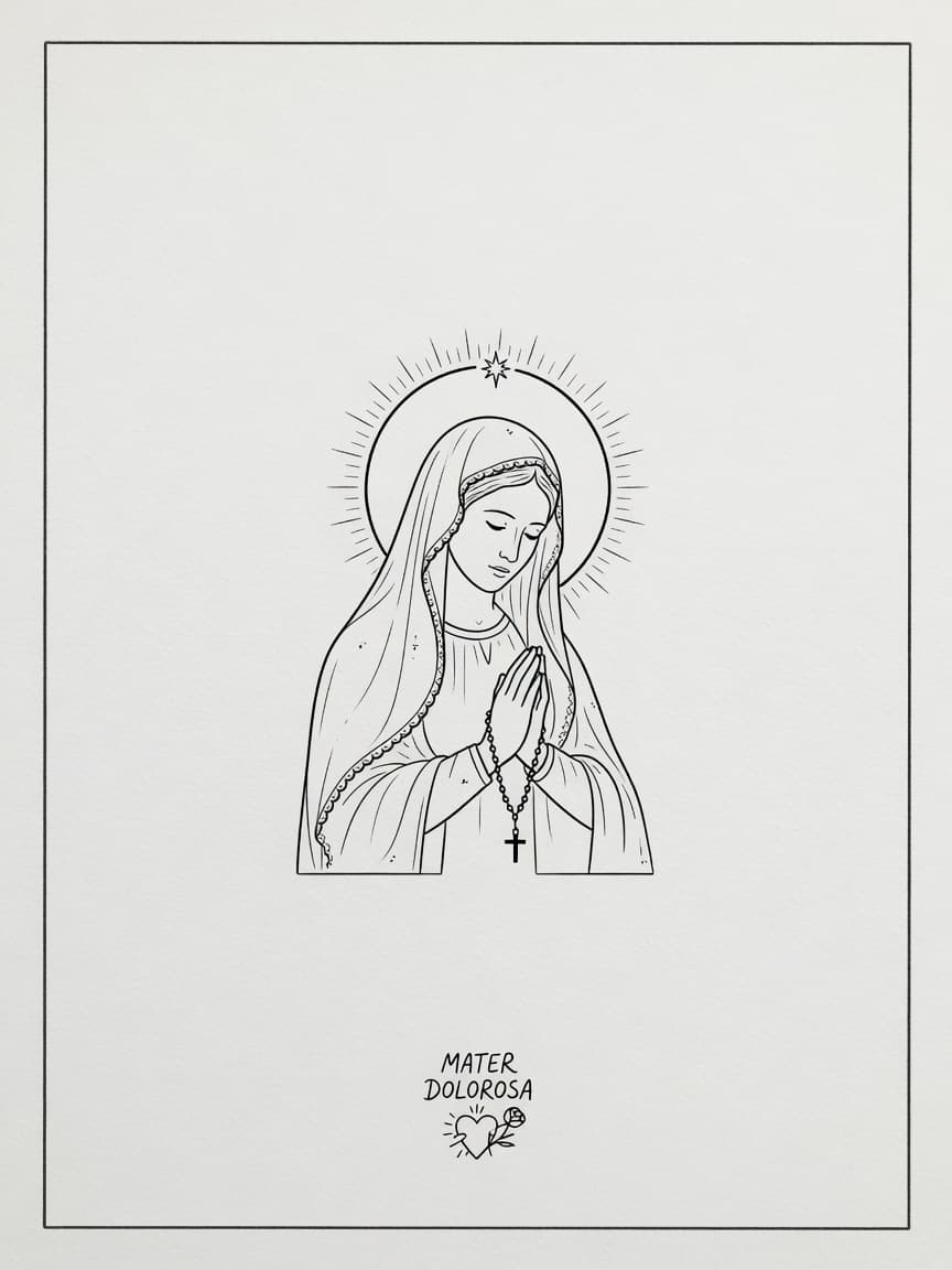 Virgin Mary — Fine Line Tattoo Design #4 — Fine Line virgin-mary tattoo design