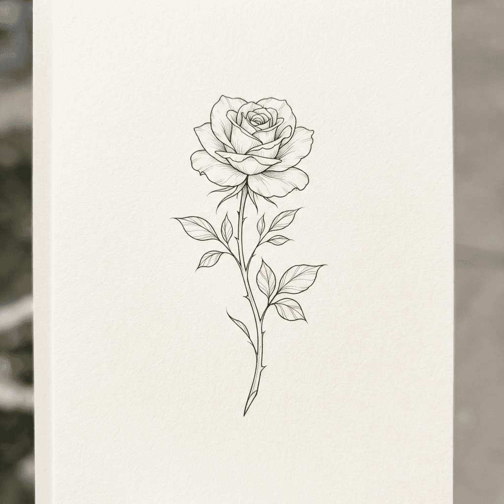 Fine Line Rose — Fine Line tattoo design for the Wrist