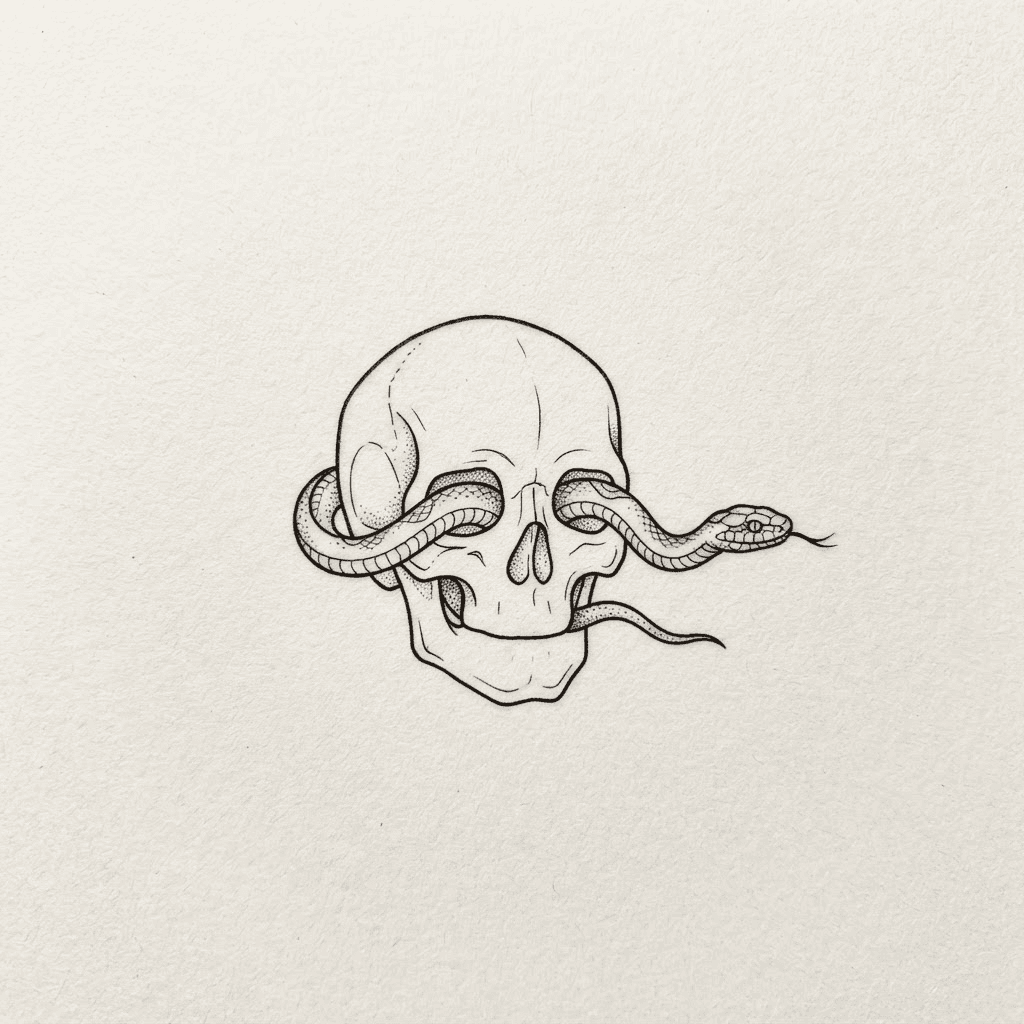 Minimal Skull — Fine Line tattoo design for the Forearm