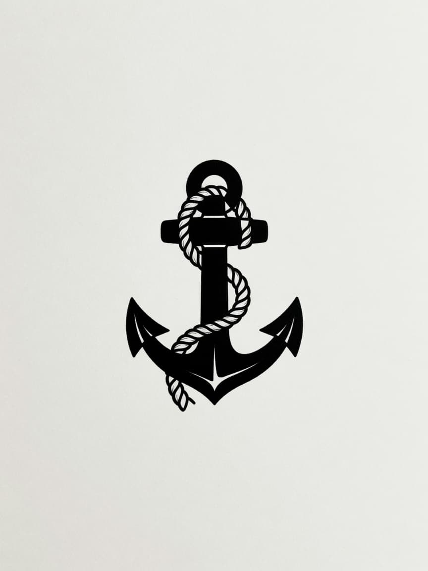 Anchor — Blackwork Micro Tattoo — Blackwork anchor tattoo design