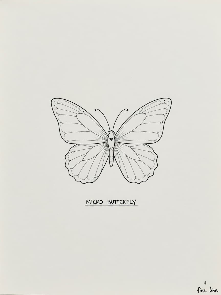 Butterfly — Fine Line Micro Tattoo — Fine Line butterfly tattoo design
