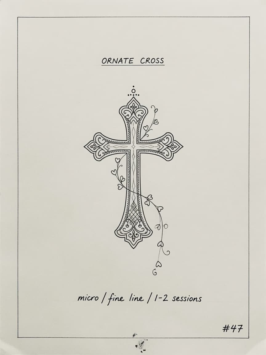 Cross — Fine Line Micro Tattoo — Fine Line cross tattoo design