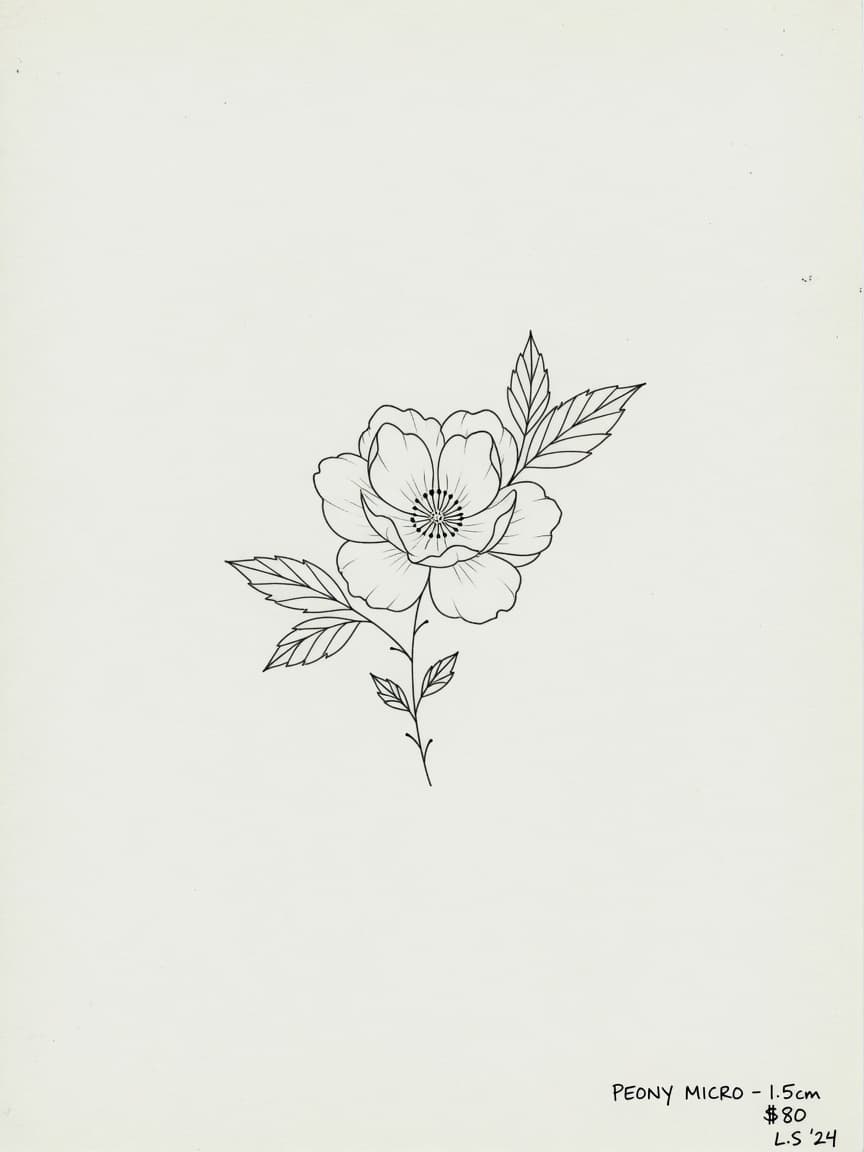 Flower — Fine Line Micro Tattoo — Fine Line flower tattoo design