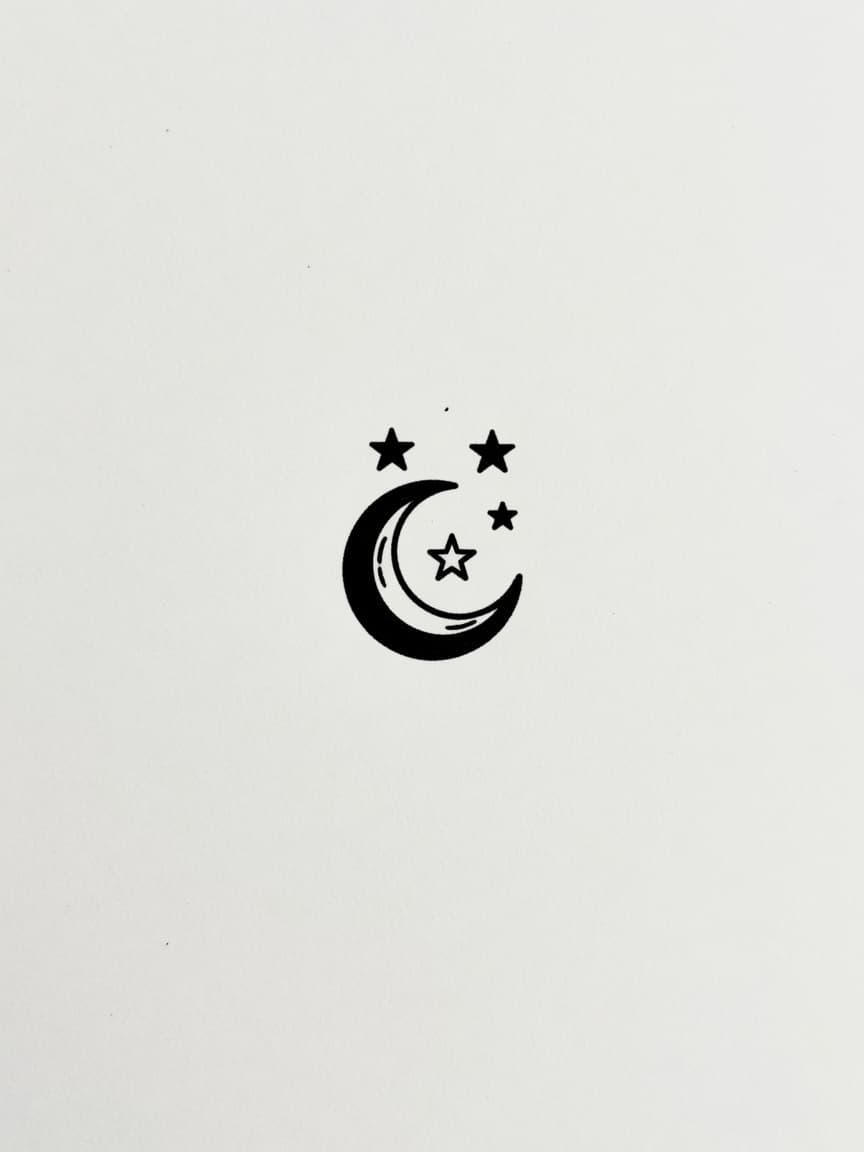 Moon — Blackwork Micro Tattoo — Blackwork moon tattoo design