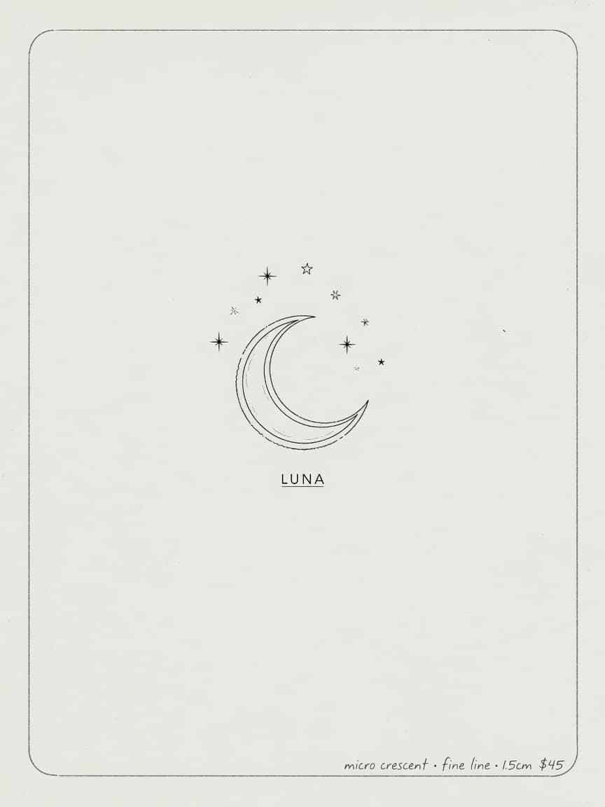 Moon — Fine Line Micro Tattoo — Fine Line moon tattoo design