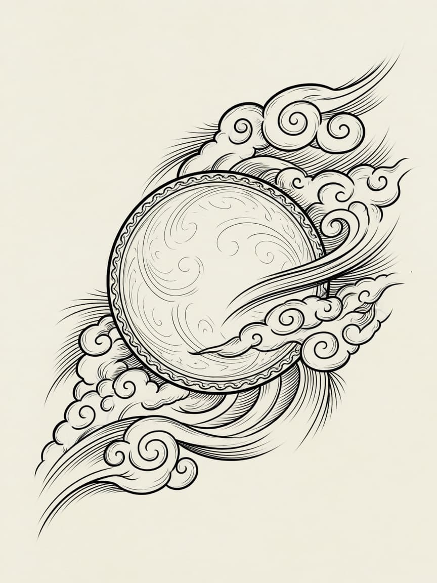 Moon — Japanese Linework Micro Tattoo — Japanese Linework tattoo design for the Behind Ear