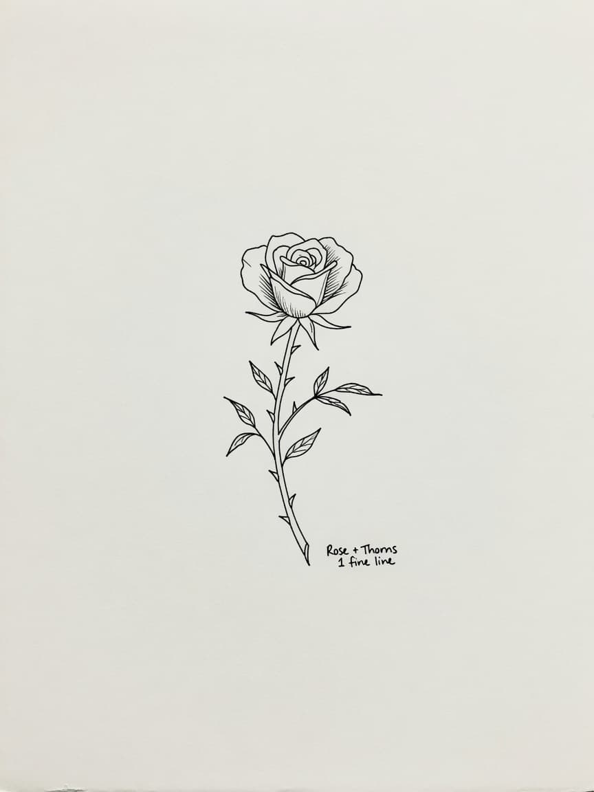 Rose — Fine Line Micro Tattoo — Fine Line rose tattoo design