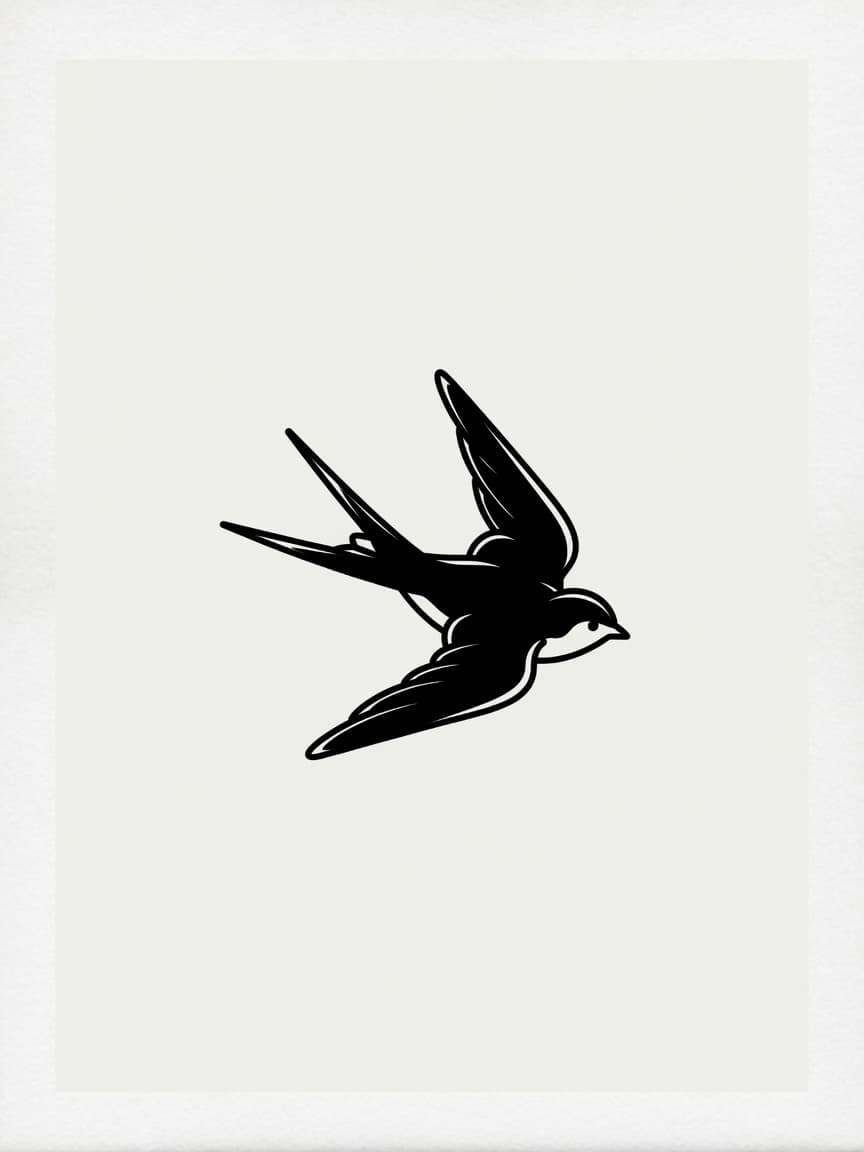 Swallow — Blackwork Micro Tattoo — Blackwork swallow tattoo design