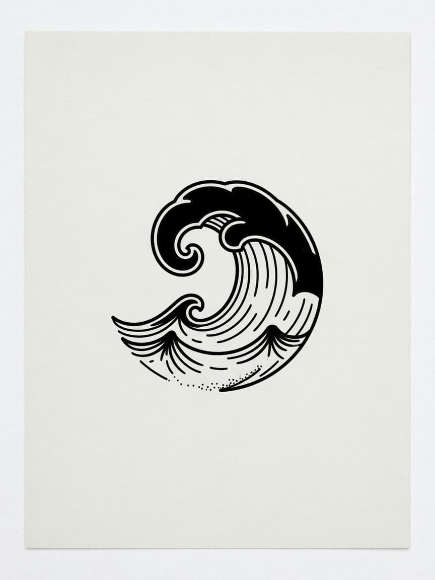 Wave — Blackwork Micro Tattoo — Blackwork wave tattoo design