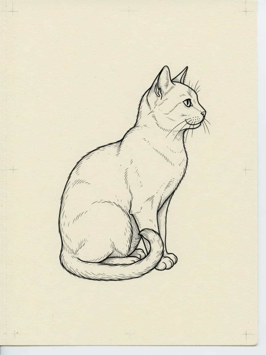 Fine Line Cat tattoo