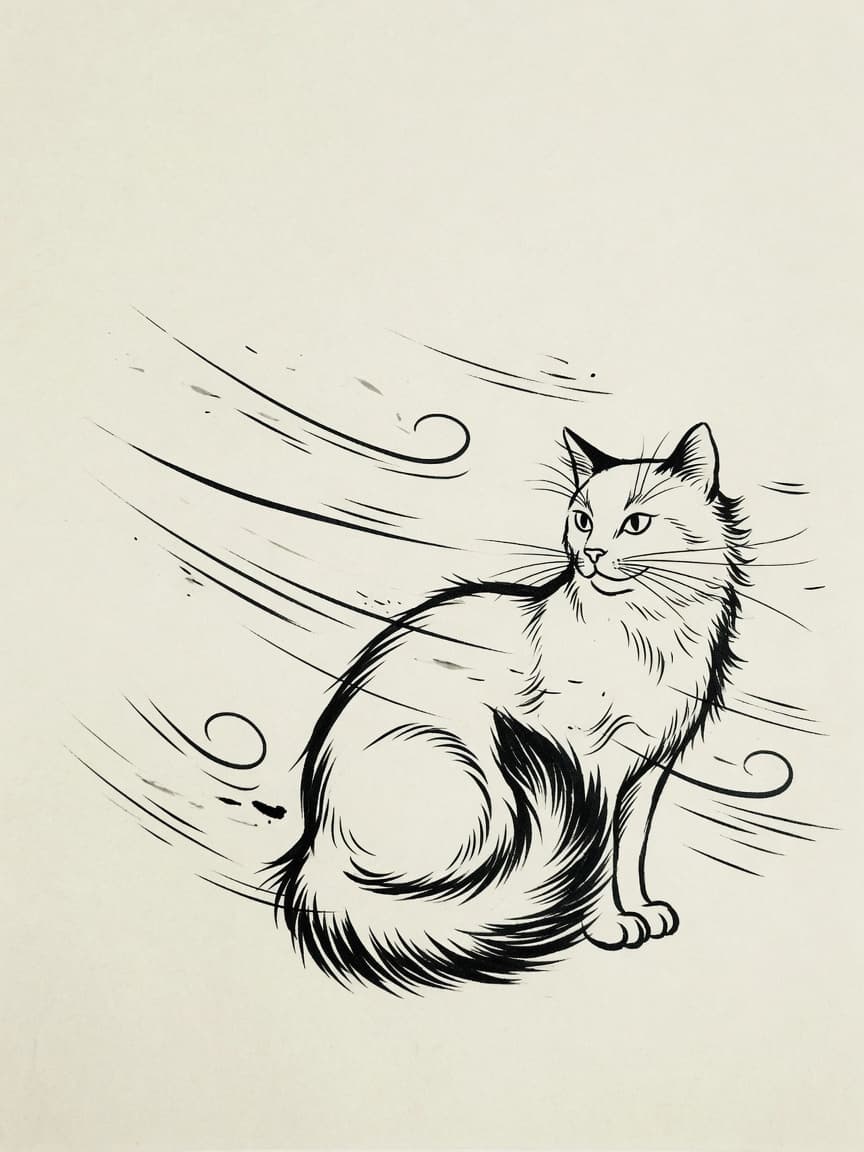 Japanese Linework Cat tattoo