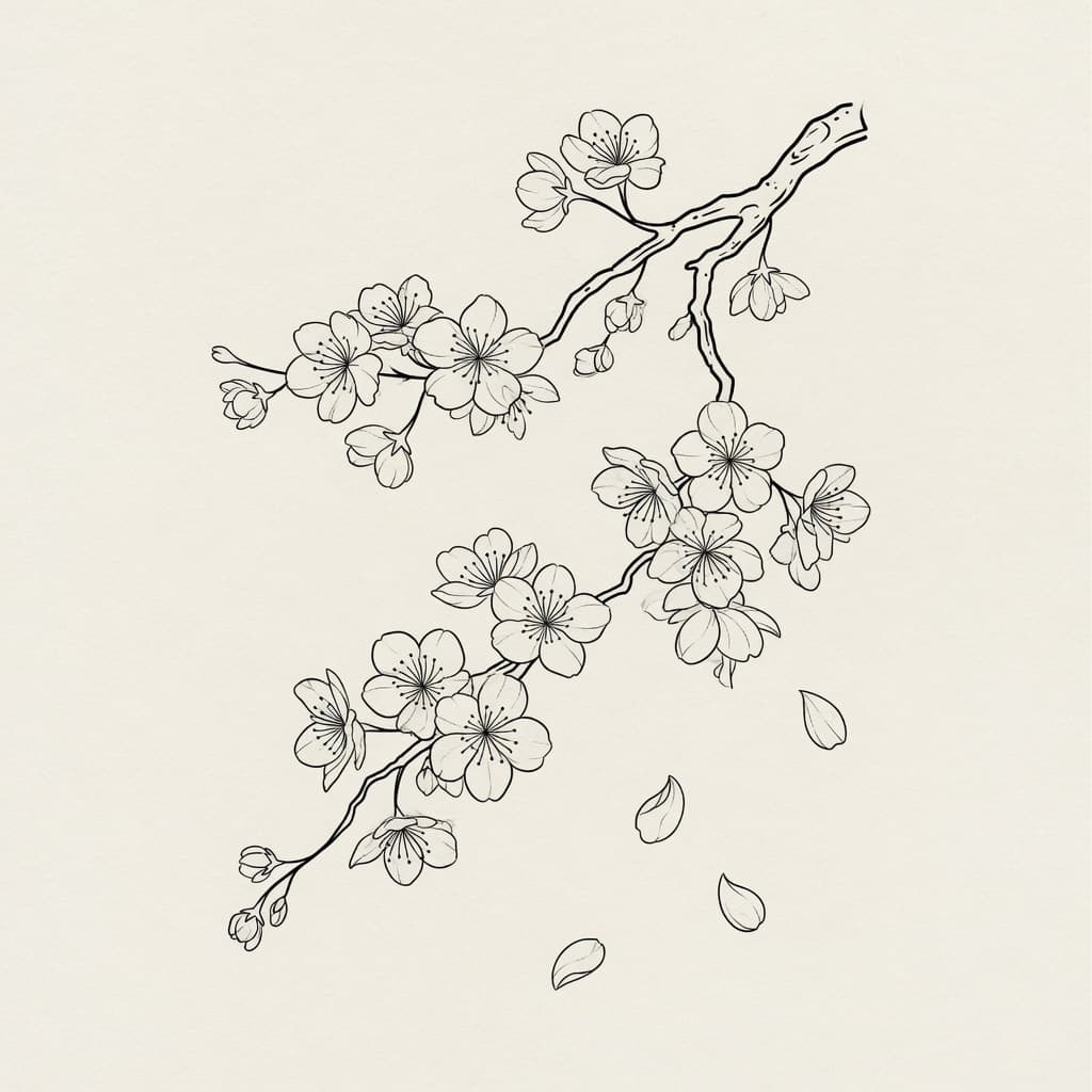 Cherry Blossom — Fine Line Tattoo — Fine Line tattoo design for the Forearm