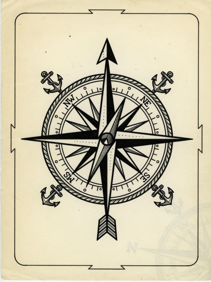 American Traditional Compass tattoo