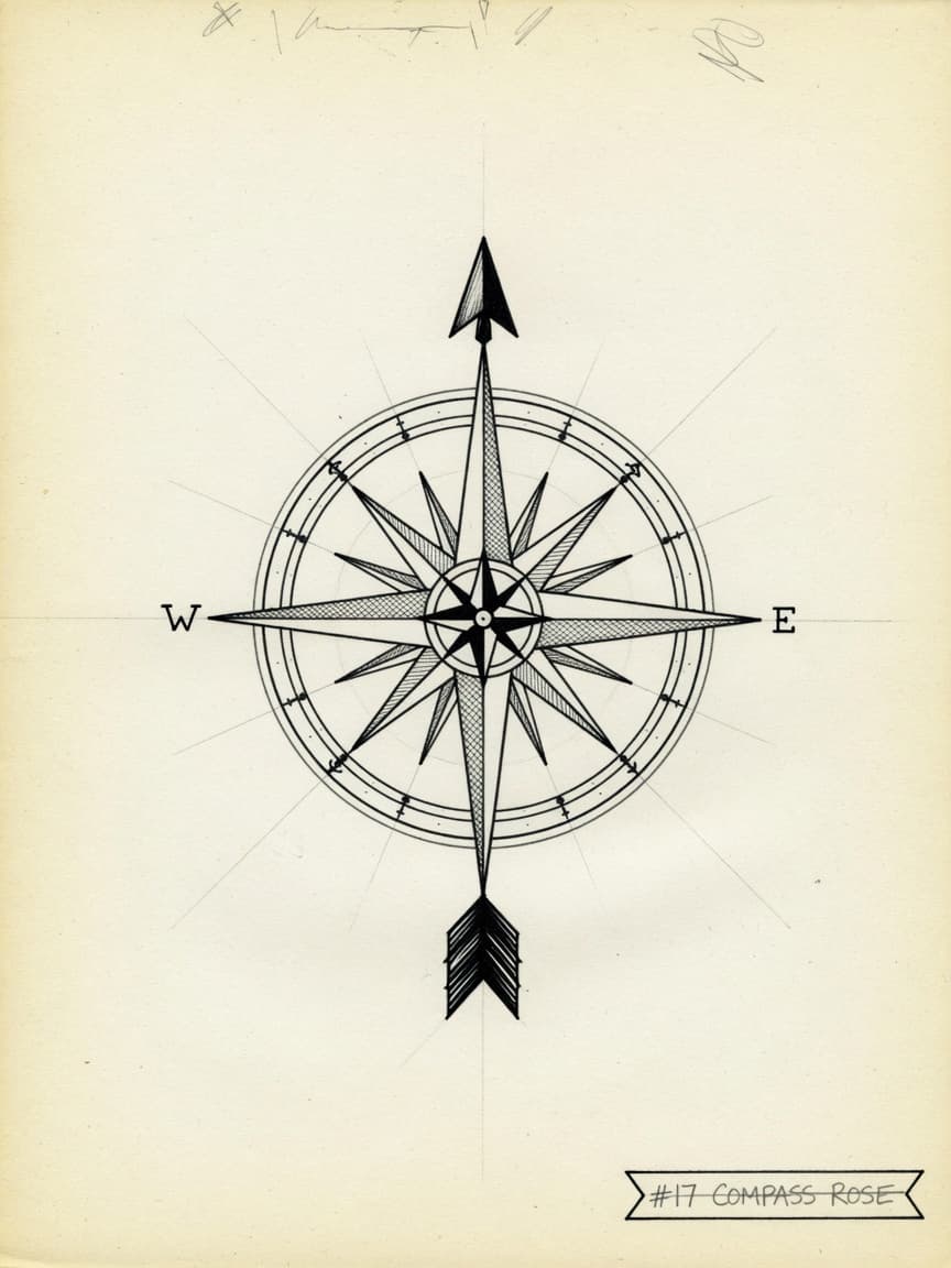 Compass — Fine Line Tattoo Design — Fine Line compass tattoo design