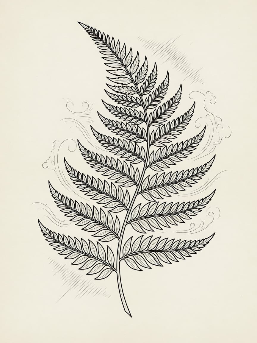 Fern — Japanese Linework Tattoo Design — Japanese Linework tattoo design for the Ribs