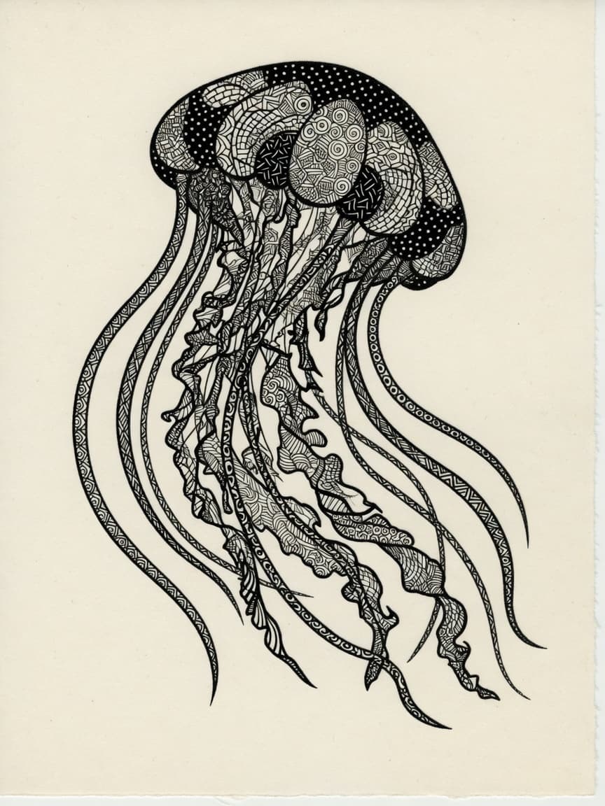 Jellyfish — Blackwork Tattoo Design — Blackwork jellyfish tattoo design