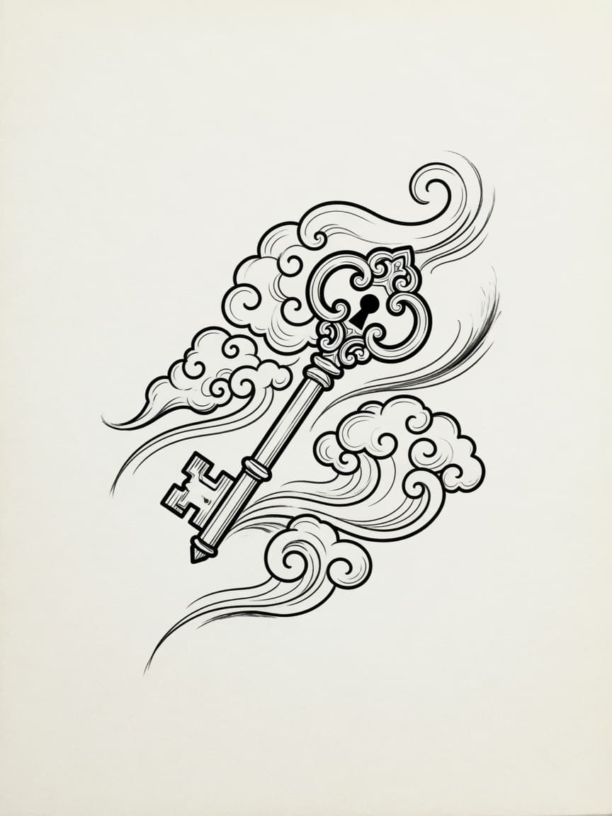 Key — Japanese Linework Tattoo Design — Japanese Linework tattoo design for the Ankle