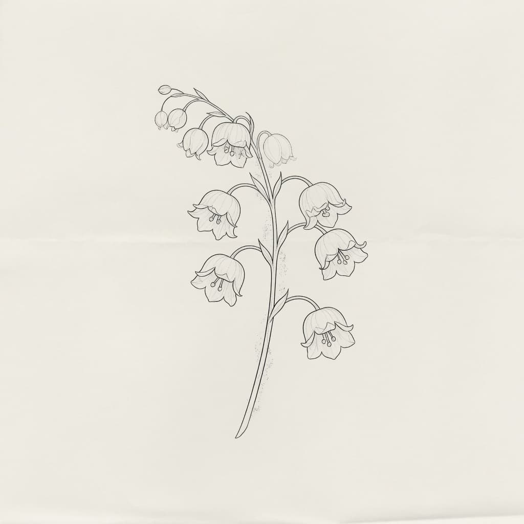 Lily of the Valley — Fine Line Tattoo — Fine Line lily-of-the-valley tattoo design