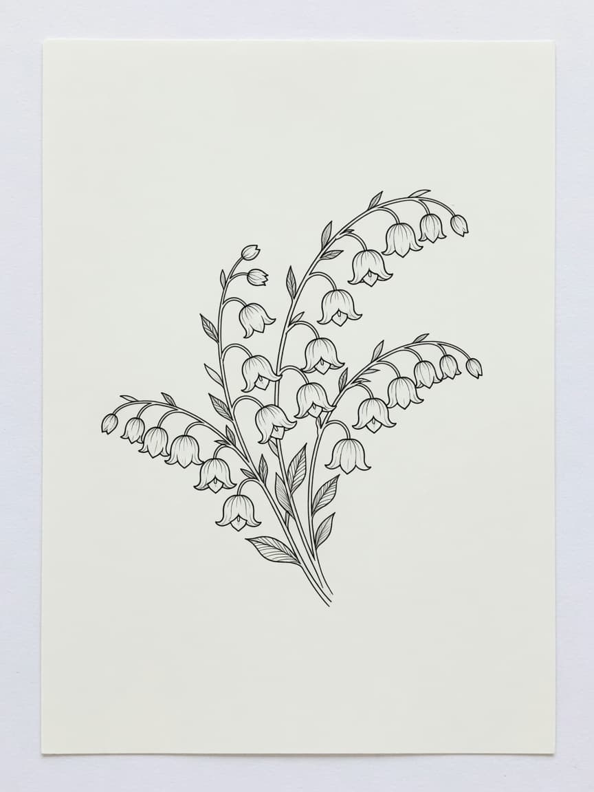 Lily of the Valley — Fine Line Tattoo Design #2 — Fine Line tattoo design for the Forearm