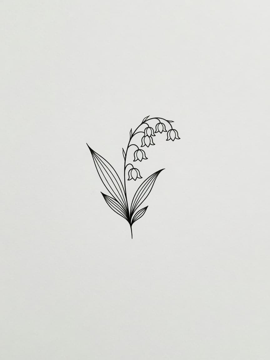 Lily of the Valley — Fine Line Tattoo Design #4 — Fine Line lily-of-the-valley tattoo design