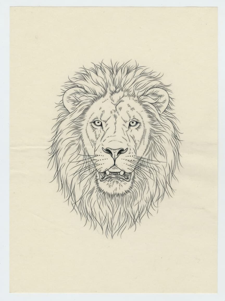 Lion — Fine Line Tattoo Design — Fine Line lion tattoo design