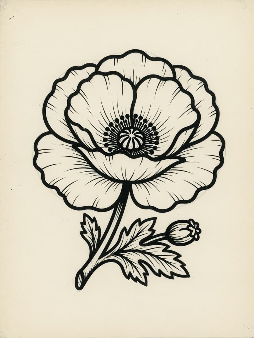 Poppy — American Traditional Tattoo Design — American Traditional poppy tattoo design