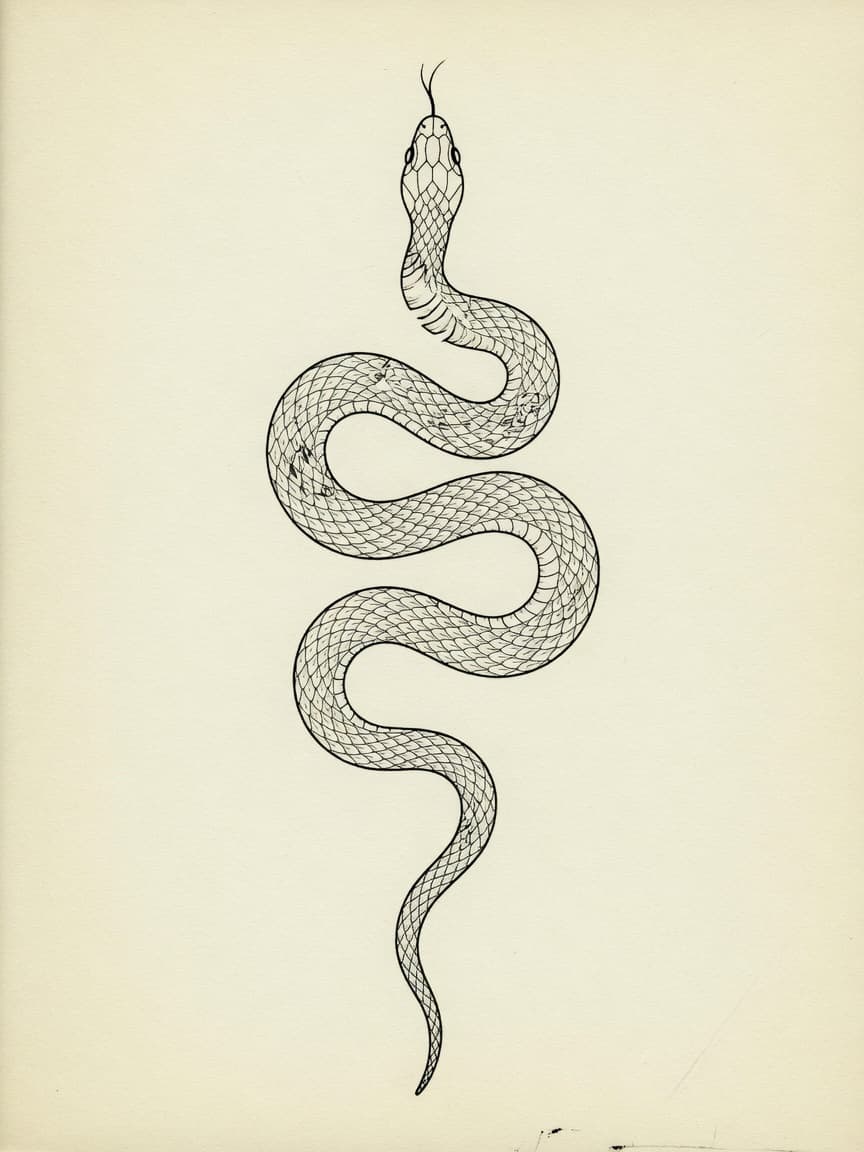 Snake — Fine Line Tattoo Design — Fine Line snake tattoo design