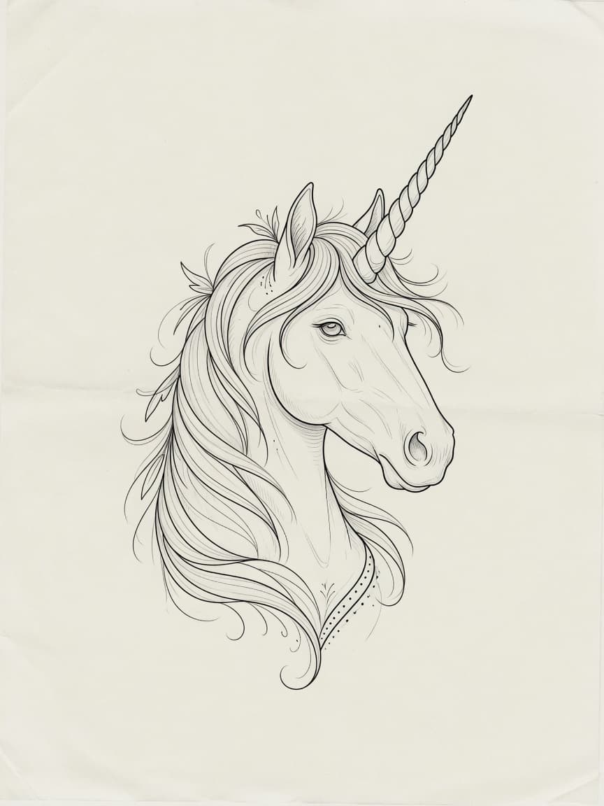 Fine Line Unicorn tattoo