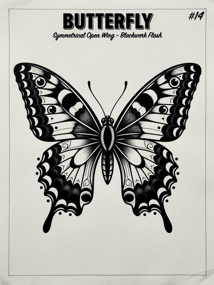 Butterfly — American Traditional Tattoo Design #1 — American Traditional butterfly tattoo design