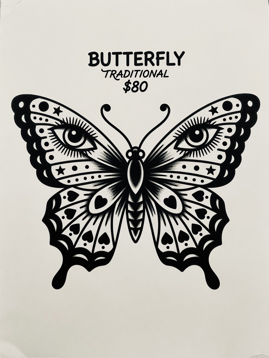 Butterfly — Blackwork Tattoo Design #1 — Blackwork butterfly tattoo design