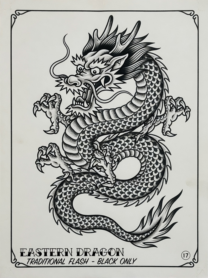 Dragon — Blackwork Tattoo Design #1 — Blackwork dragon tattoo design