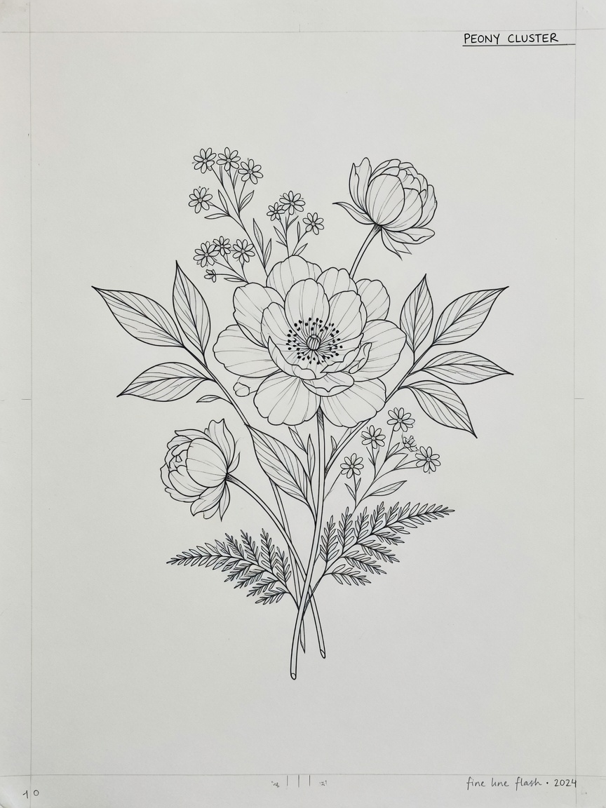 Flower — Fine Line Tattoo Design #1 — Fine Line flower tattoo design