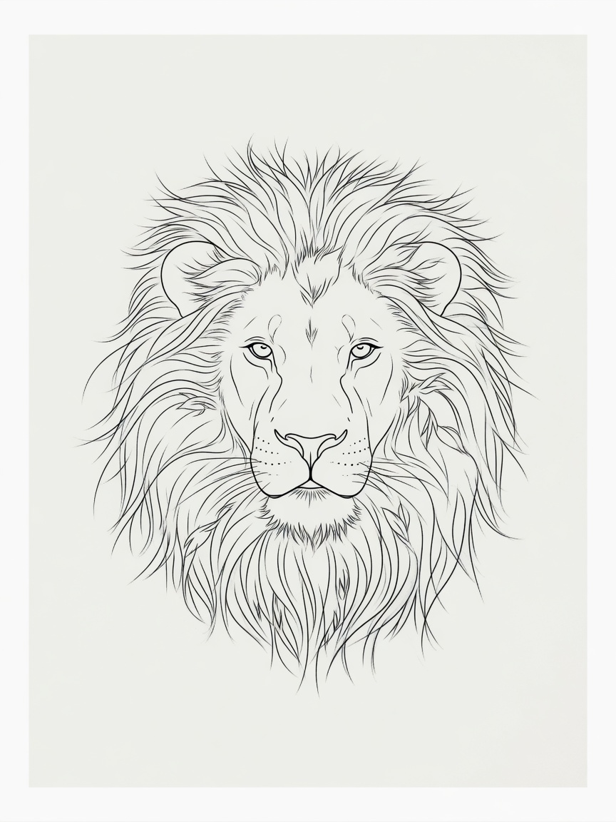 Lion — Fine Line Tattoo Design #2 — Fine Line lion tattoo design