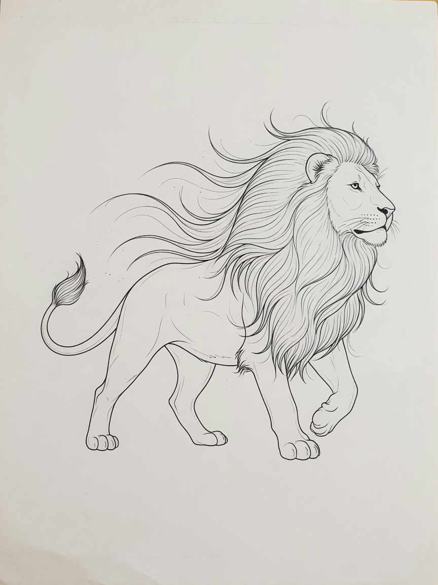 Lion — Fine Line Tattoo Design #3 — Fine Line lion tattoo design