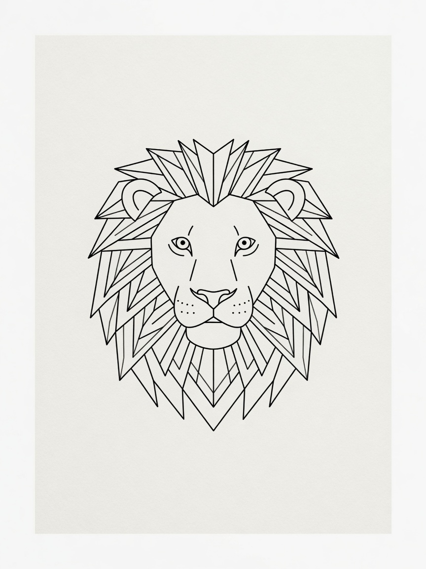 Lion — Fine Line Tattoo Design #4 — Fine Line lion tattoo design