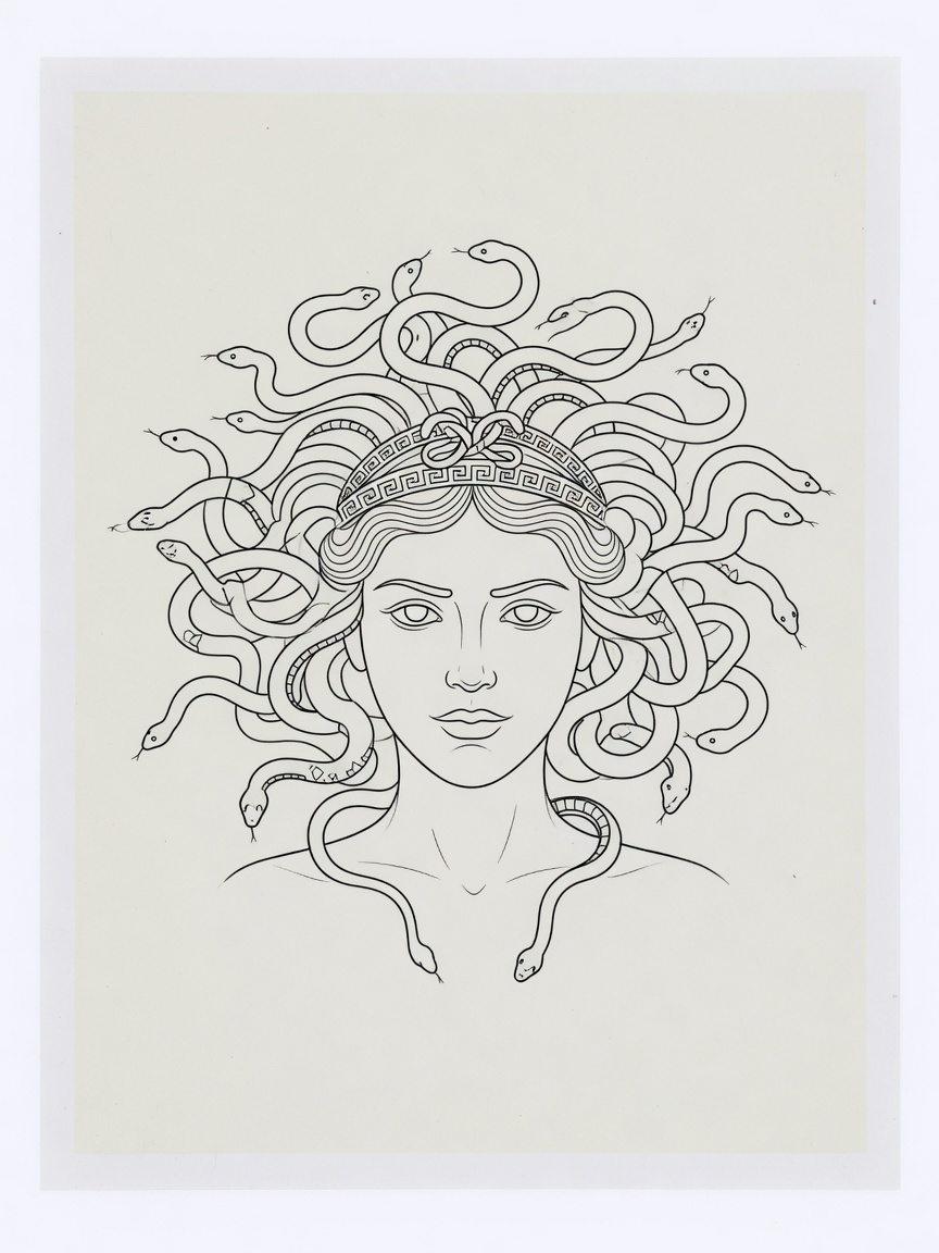 Medusa — Fine Line Tattoo Design #2 — Fine Line medusa tattoo design