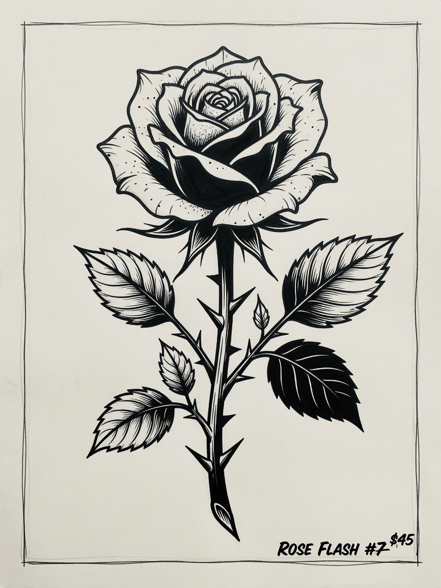 Rose — Blackwork Tattoo Design #1 — Blackwork rose tattoo design